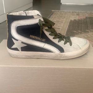 Golden Goose high top suede sneaker with zippers
